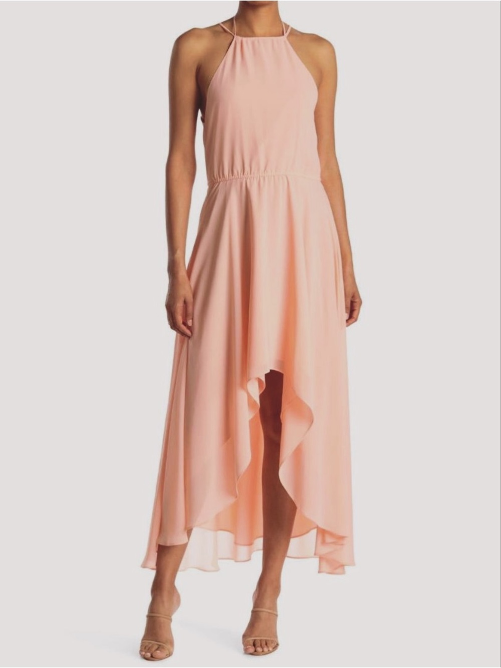 Haute Hippie Soft Pink Magnolia Chiffon Halter Dress